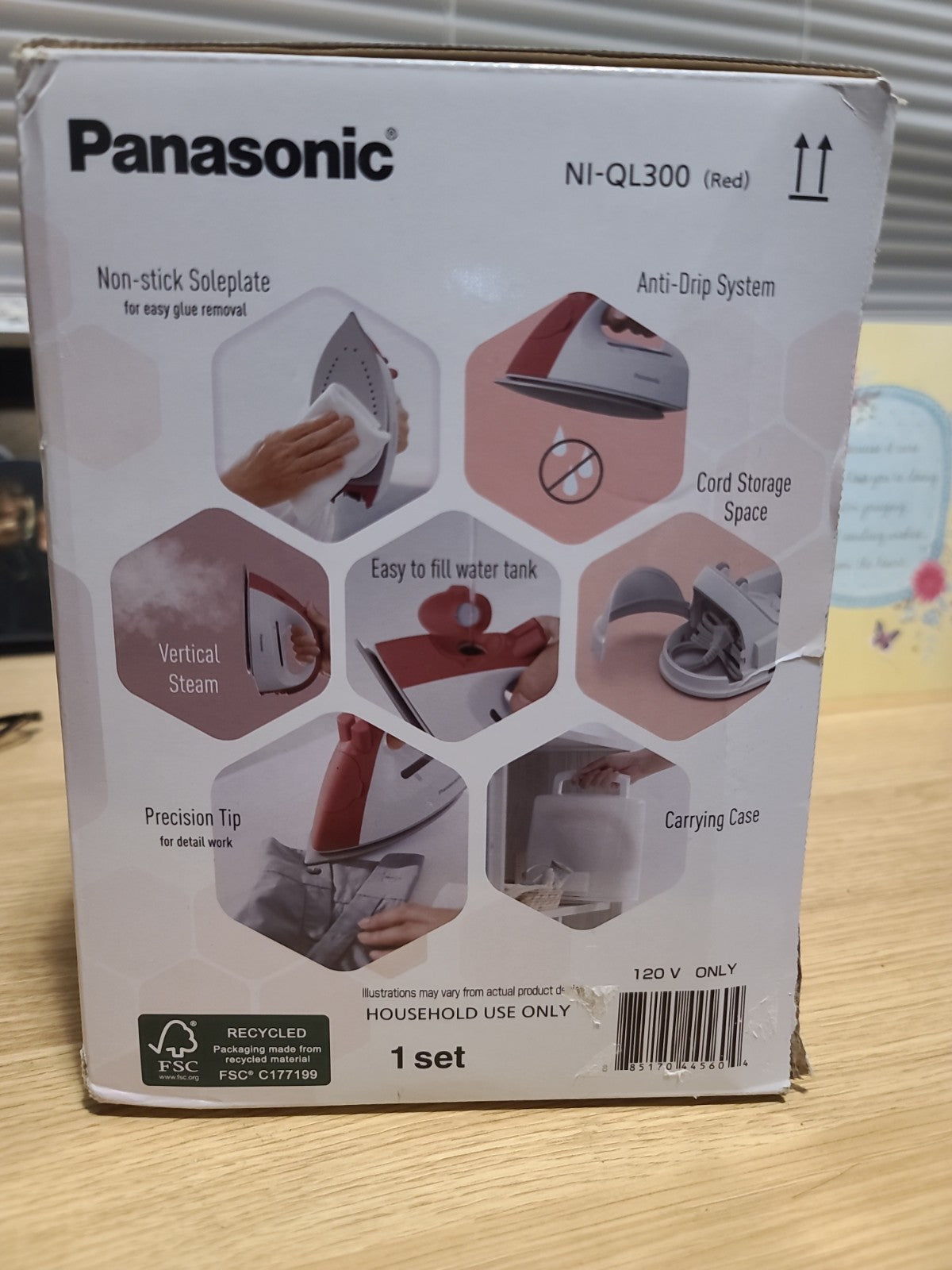 Panasonic Cordless Steam Iron W/ Storage Case NI-QL300 (RED)