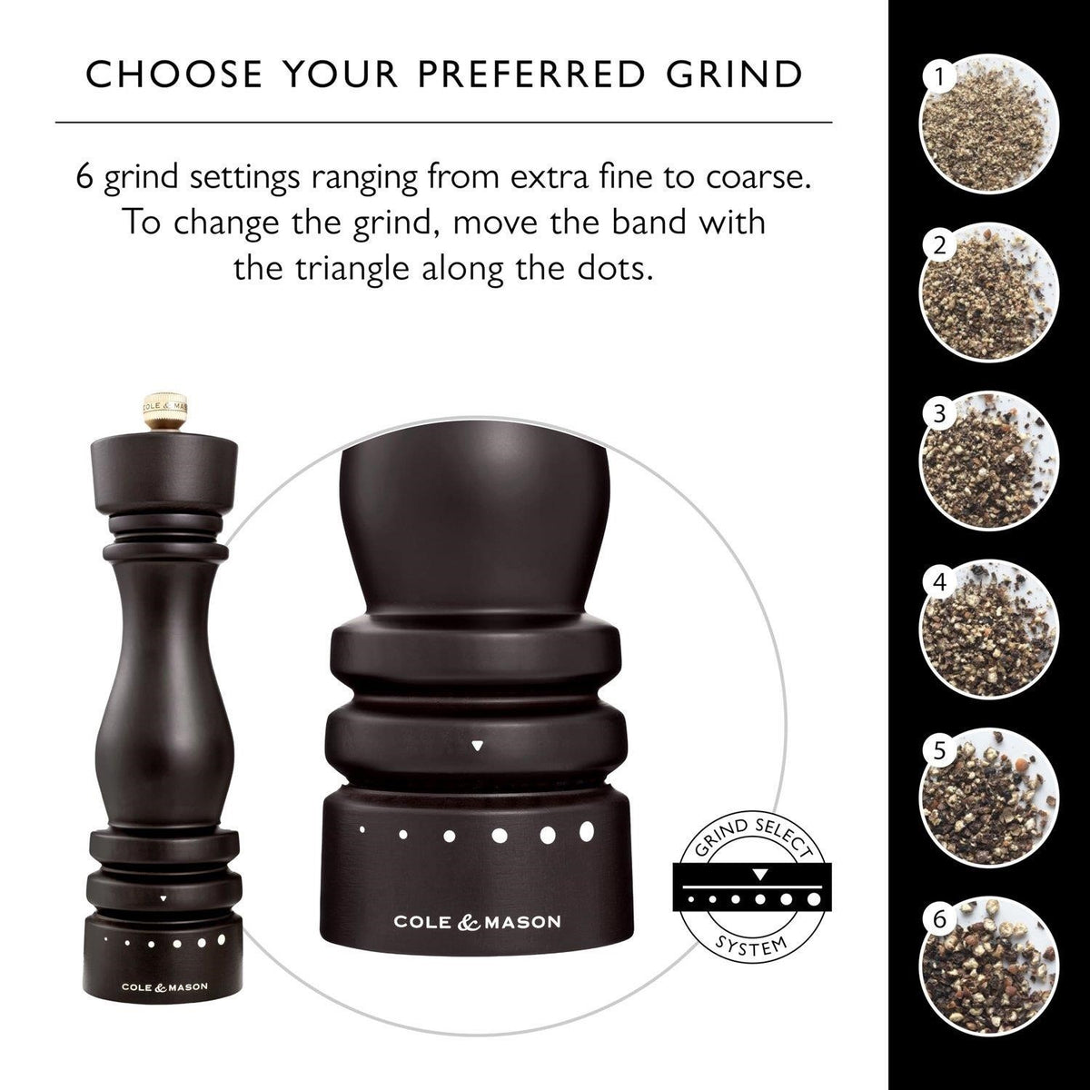 Cole & Mason "London" 7" Chocolate Wood Pepper Mill - Grind Select