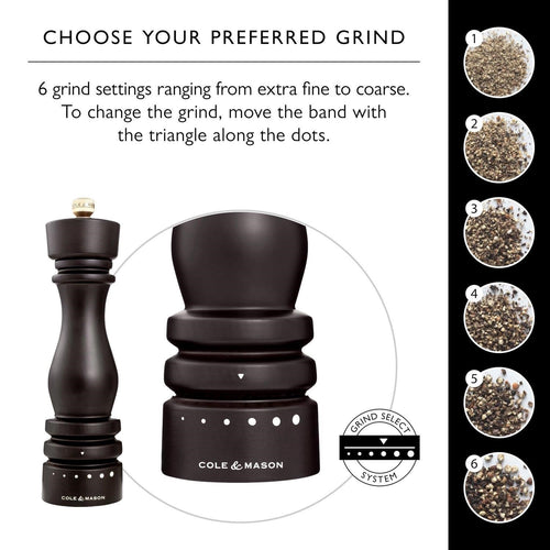 Cole & Mason "London" 7" Chocolate Wood Pepper Mill - Grind Select