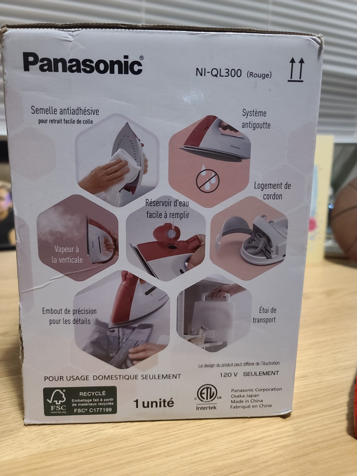 Panasonic Cordless Steam Iron W/ Storage Case NI-QL300 (RED)