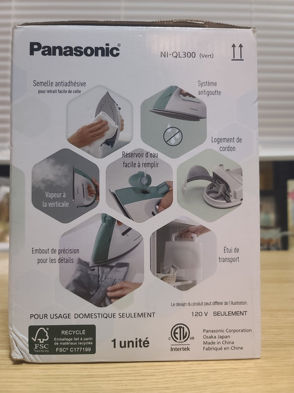 Panasonic Cordless Non-stick Compact Steam Iron Green W/ Storage Case NI-QL300