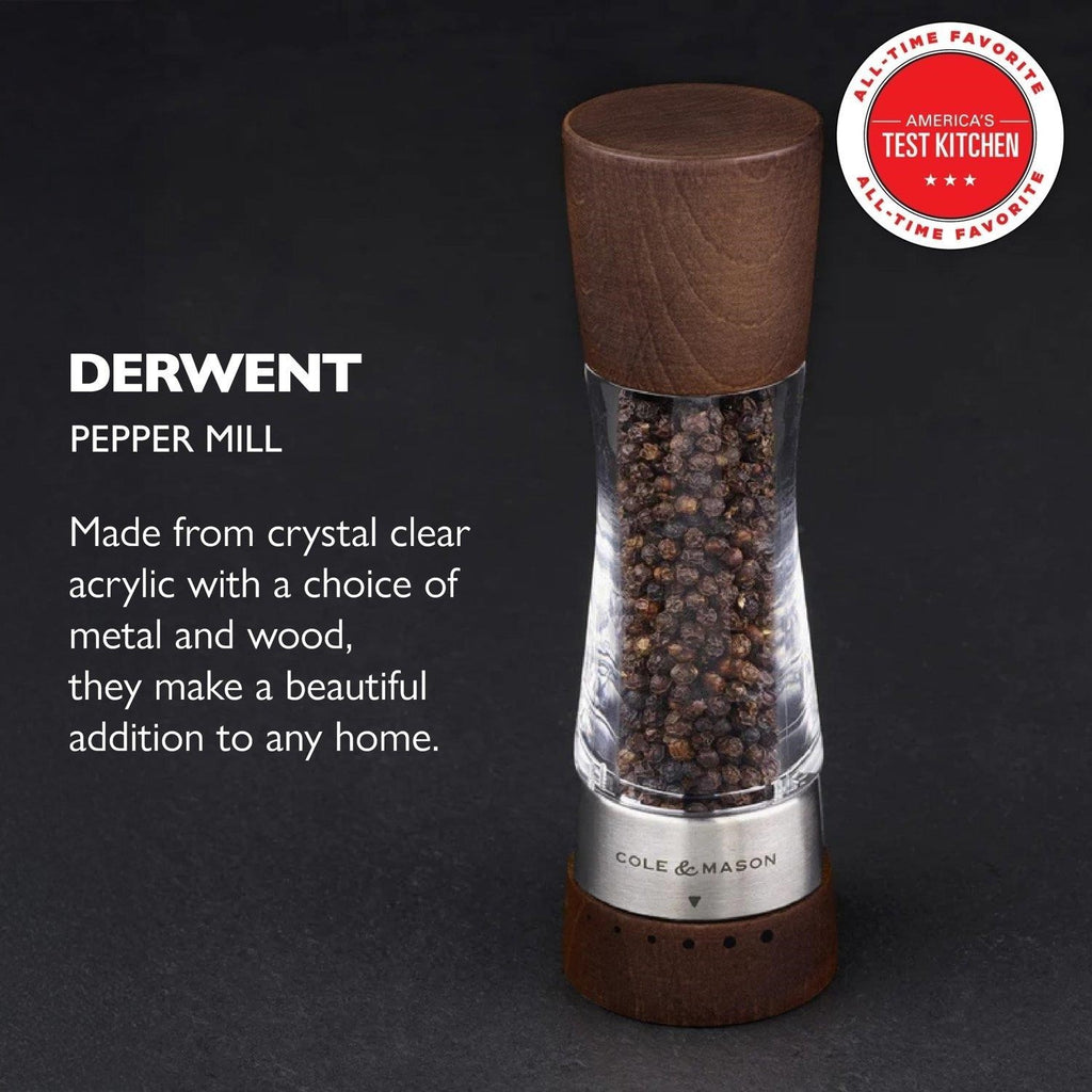 Cole & Mason Derwent Forest Wood Pepper Mill is a 7.5-inch