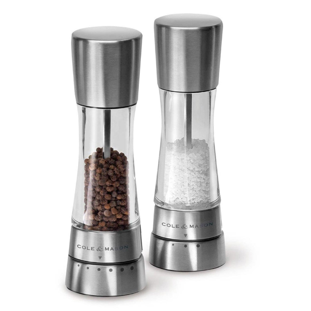 Cole & Mason Derwent Stainless Steel Salt & Pepper Grinder Set 7.5"