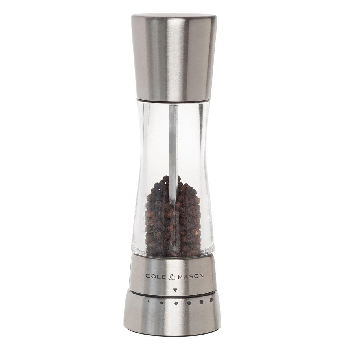 Cole & Mason Derwent Pepper Mill 7.5 Stainless Steel Grinder Adjustable NWOT