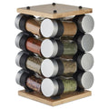 Cole & Mason Blyth Bamboo Spice Rack Carousel 16 Filled Glass Jars - NEW!